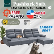 Sabah Pushback Sofa Set Sofa Easy Clean & Anti Scratch Sofa L Shape Sofa Besar Pet Friendly