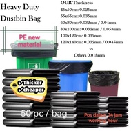 Black Garbage Bag XL  Sampah Bag Tebal Hitam 20L 30L 50L 80L 100L 120L 240L Big Dustbin Plastic Bag 