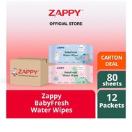 Zappy Babyfresh Water Wet Wipes 80 Sheets 99% Pure Water Wipes