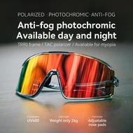 ROCKBROS Cycling Glasses Polarized Photochromic Anti-Fog Sunglasess Windproof Goggles Sport MTB Road