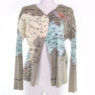 全新☆ 三宅一生PLEATS PLEASE PLEASE 08SS PP81-J0594 世界地圖開襟衫，灰色，3碼，日本製造，正品，女款