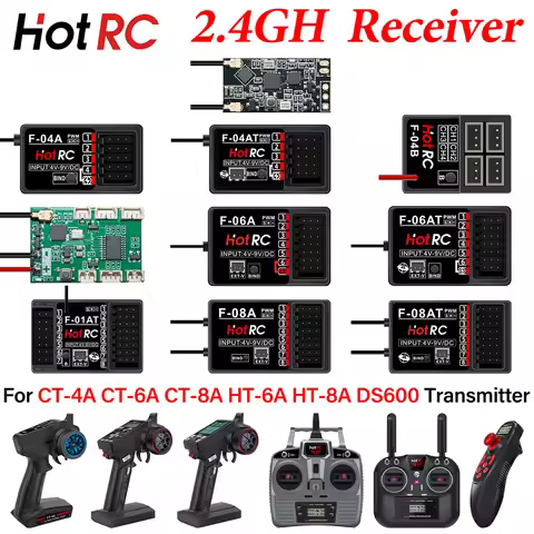 HotRC 4/5/6/8CH RC Receiver 2.4GHz with Gyro for CT-4A CT-6A CT-8A HT-6A HT-8A F-01A DS600