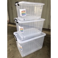 ABBAWARE Super Clear High Quality Plastic Storage Box With Wheels / Kotak Simpan Barang Roda