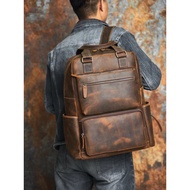 Leather Backpack Travel Bag Antique Backpack Outdoor Suitcase Bag School Bag Laptop Backpack for 16.