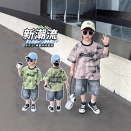 Boy Suit Summer 2025 New Style Children Summer Clothes Handsome Fashionable Baby Summer Short-Sleeve
