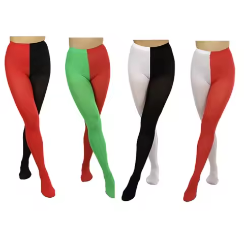 Halloween Two-Toned Tights Women Opaque Tights Footed Leggings High Waist Thigh High Stocking Christ