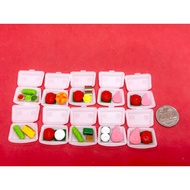 Handmade Miniature Singapore Traditional Nonya Kueh Mix on Replicate Styrofoam food container (Plastic), clay