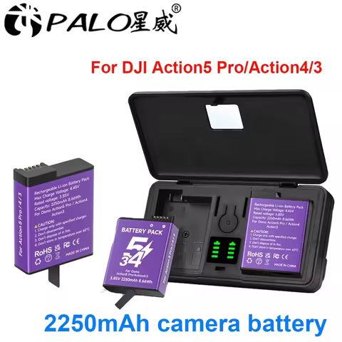 2250mAh For DJI Osmo Action 5 Pro Action 4 Battery For DJI Osmo 360 Action 5 Action 6 Pro Action 4/3