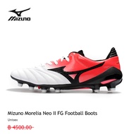 รองเท้าฟุตบอลของแท้ MIZUNO รุ่น Morelia Neo II FG/red-white การเลือก ที่แตกต่างความสุข ที่แตกต่างกัน