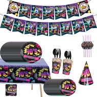 90s Theme Birthday Party Supplies 90s Party Decoration Disposable Tableware Banner Pennant L3S2