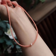 Taiwan Pink Natural Italian Coral Red Bracelet 108 Beads Necklace Bracelet Set Benming Year Gift 12.
