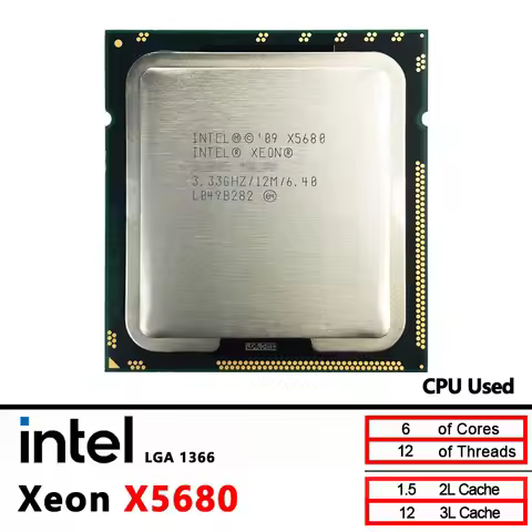 Intel Xeon X5680 3.3 GHz Six-Core Twelve-Thread CPU Processor 12M 130W LGA 1366