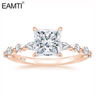 EAMTI 2CT Cut CZ Engagement Ring 925 Sterling Silver Ring Princess Marquise & Round Cubic Zirconia W