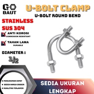 SUS 304 U-Bolt Clamp Large U-Bolt Stainless Steel 1/ 2" inch