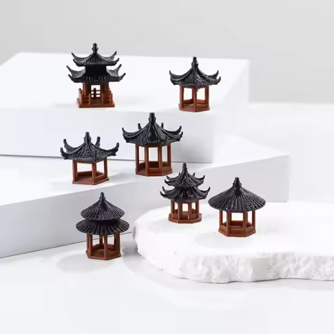 Mini Pagoda Statue Miniature Pagoda Bonsai Decor Micro Landscape Hexagonal Pavilion Figurine Tiny Pa