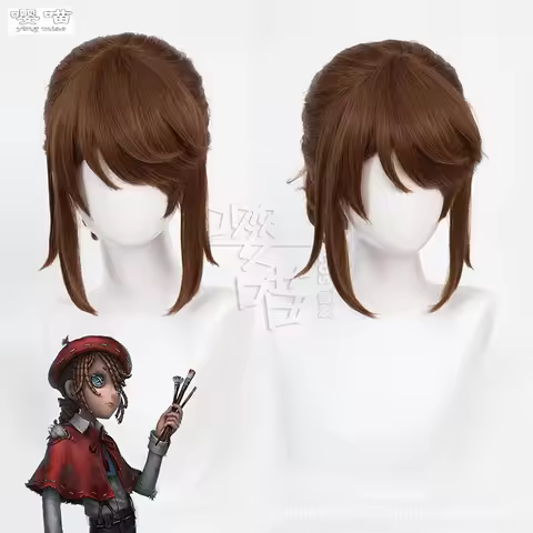 Painter Edgar Valden Cosplay Wig Game Identity V 40CM Brown Heat Resistant Synthetic Hair Anime Cosp