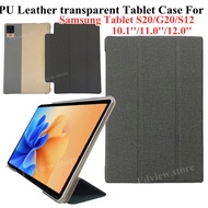 Tri-fold pu leather TPU Back cover case for Samsung Tablet PC S20 S12 G20 tablet case 10.1 11 12 inch stand cover