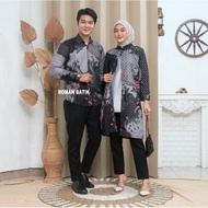 KEMEJA Batik Couple (ROMAN-store) - Baju Batik Couple Batik Tunic Modern Couple Clothing Set Couple Shirt Batik Long Sleeve Jumbo Ready Uniform