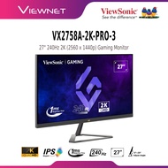 VIEWSONIC 27" VX2758A-2K-PRO-3 LED 2K QHD @240HZ SUPERCLEAR IPS LCD GAMING MONITOR (1MS, VESA, INPUT