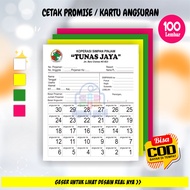 PROMISE KOPERASI, ANGSURAN PROMISE CUSTOM, CETAK PROMIS CUSTOM KERTAS WARNA 100 EMBAR