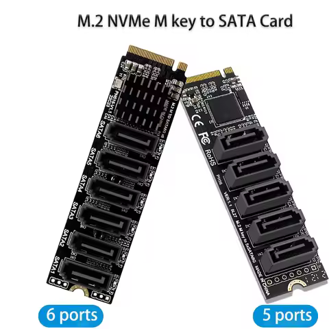M.2 NVME PCI-E PCIE X4 X8 X16 To 6 Ports 5 Ports 3.0 SATA Adapter Card Riser SATAIII 6Gbps Chassis S
