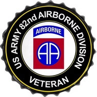 US Army 82nd Airborne Division Bottle Cap Tin Sign Vintage Metal Round Plate Bar Pub Restaurant Gara