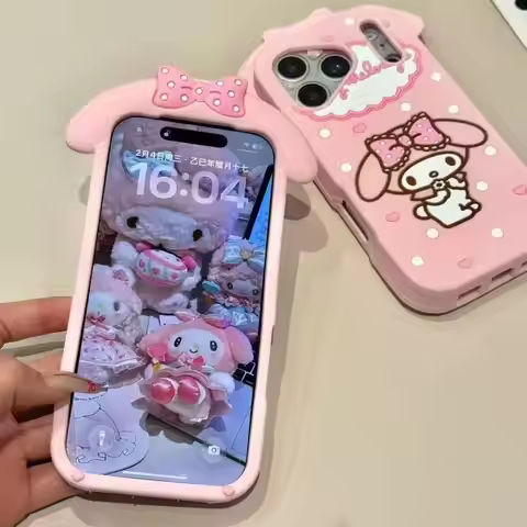 For iPhone 17 16 15 14 13 12 Pro Max 11 6 7 8 Plus 4 5s Phone Case 3D Sanrio My Melody Cartoon Soft 