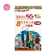 新加坡/馬來西亞/泰國/印尼 真•無限上網【8日全程5G不限速】極高速無限數據咭 上網咭 電話咭 旅行電話咭 Data Sim咭