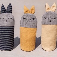 動物收納包/筆袋/化妝包/筆盒/餐具袋/動物文具-手工刺繡兔子筆袋