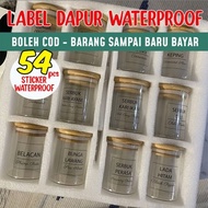 Sticker Dapur Transparent Waterproof Custom Sticker Barang Dapur Rempah Ratus Kitchen Stickers Freezer Food Name 54pcs