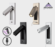 โคมไฟติดผนังอ่านหนังสือ Wall reading lamp+USB แบบฝังหัวเตียง (RD-300-02-USB)