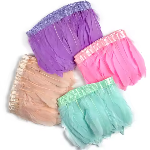 1M/2M/5M/10M Goose Feather Fringe Premium Swan Plumes Ribbon Carnival Costume Dress Decoration Whole
