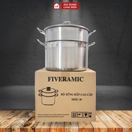 FIVER 30cm 2-layer Steamer Set with 430 Stainless Steel Glass Cover, Sticky Rice Steamer, Chicken Bo