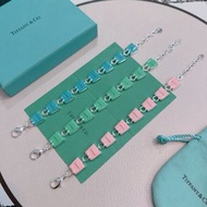 🎀順豐包郵 全新Tiffany & Co Return to Tiffany 琺瑯鎖頭手鍊 藍綠粉 925銀+琺瑯