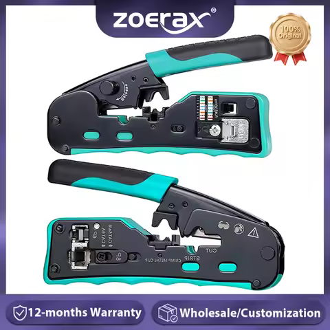 ZoeRax Pass Through RJ45 Crimp Tool Cat5e Cat6 Cat6a Cat7 Crimping Tool for RJ11/RJ12 Standard, RJ45
