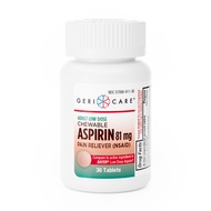 GeriCare Low Dose Adult Chewable Aspirin 81mg, Pain Reliever, 36 Count (Pack of 2)