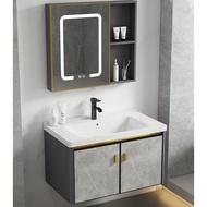 【SG Sellers】Bathroom Cabinet Mirror Cabinet  Bathroom Mirror Cabinet Suspended Vanity Bathroom Cabinets Washbasin Countertop Sink Black Bathroom Cabinets Faucets Hanging