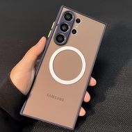 Luxury For Magsafe Matte Shockproof Case For Samsung Galaxy S25 Ultra S24 S23 S22 Note 20 Ultra Plus