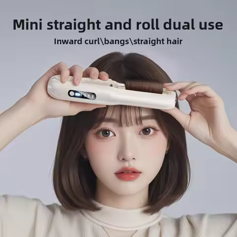 Hair Crimper Hair Straightener Brush USB Wireless Hair Straightener, Mini Portable 2-in-1 Straighten
