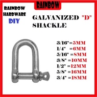 GALVANIZED D SHACKLE 3/16"(5MM),1/4"(6MM),5/16"(8MM),3/8"(10MM)