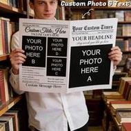 1pc Customized Wedding Newspaper Poster, Personalized Photo And Text Printing, Save The Date Announc