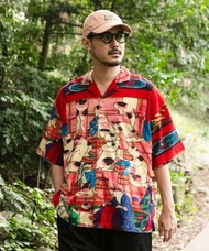 【熱門預購】復古日式優雅藝術感浮世繪休閒襯衫L (12色)7IA-5115