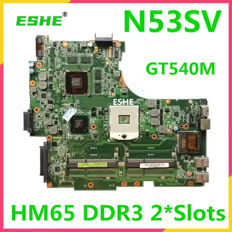 N53SV Mainboard For ASUS N53S N53SN N53SM Laptop Motherboard HM65 DDR3 GT540M GT550M GT630M graphics