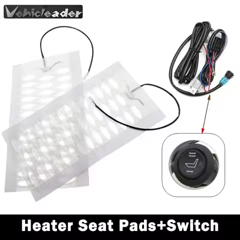 Universal 12V Motorcycle ATV UTV E-Bike Carbon/ Alloy Fiber Seat Heater Warmer Kit Round High-Low Sw
