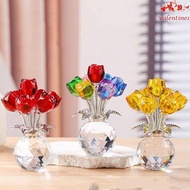 VALENTINE1 Crystal Rose Bouquet, Handmade Eternal Bloom Colorful Flowers Figurine, Romantic Simulate