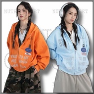 Jacket Women's Loose Zip Hoodie with Sun Cross Print, Unisex Streetwear Hoodie Emo Personality Style