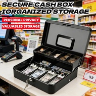 Locking Cash Box with Lock, Money Box with Cash Tray, Lock Safe Box with Key, Money Saving Organizer