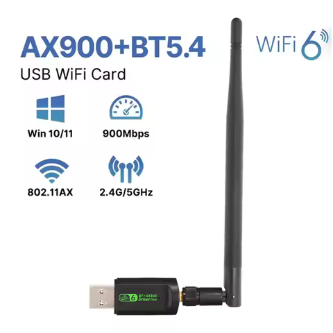 900mbps USB WIFI6E Bluetooth 5.4 AX Wifi Adapter 2 in 1 For PC BT wifi5 2.4G 5G 5dbi Dongle Usb Wire