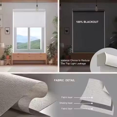 Automatic Cordless Double Layer Electric Smart Blackout Easy Clean Motorized Roller Blinds For Windo