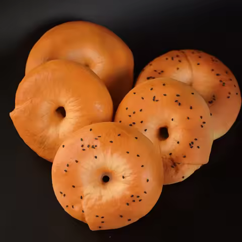 Simulated Bagel Model, Bread Model, High-fidelity Soft Bread, Fake Food Toys, Home Decoration Store 